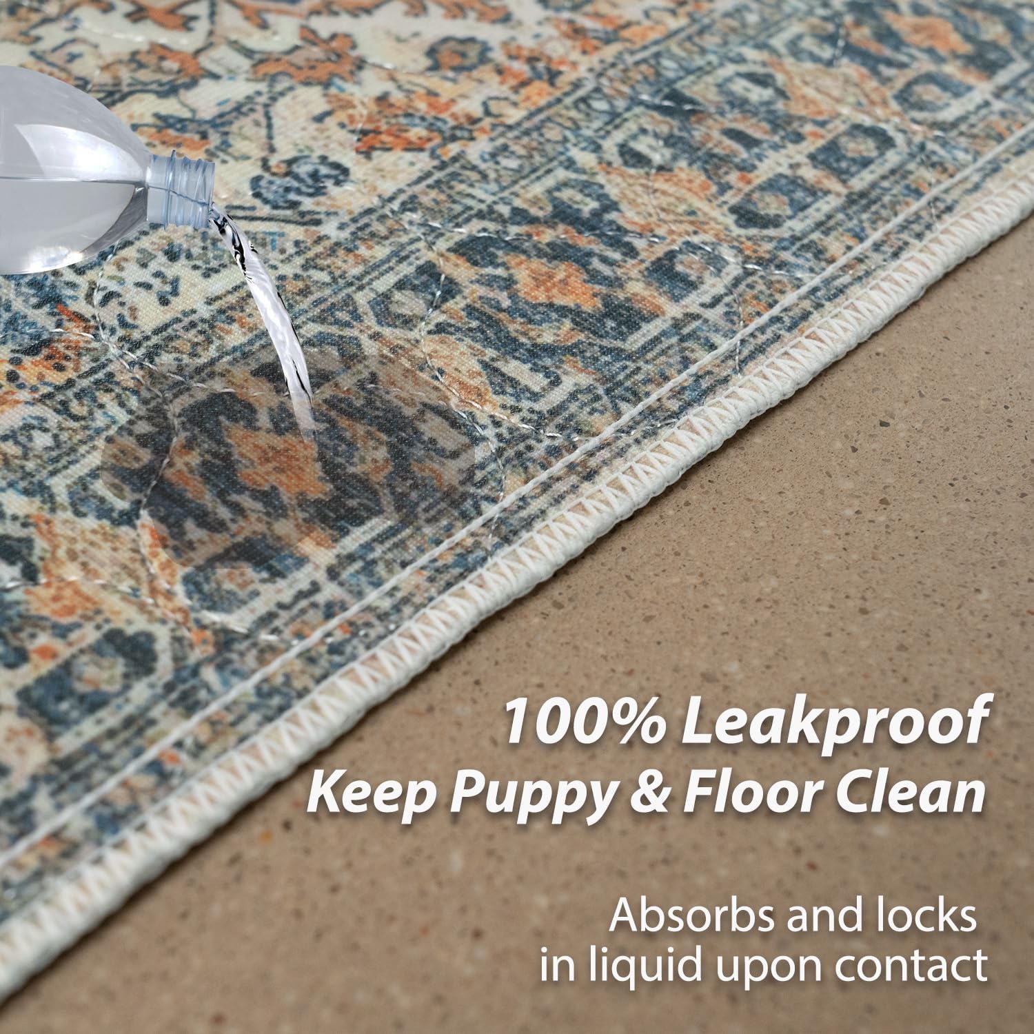 nunubaby Reusable Potty Pads for Dogs for Crates and Floors. Washable Pee Pads for Dogs, Stylish, Non-Slip and Leak-Proof Pee Pads. (Beige/Multi, 54 x54 )